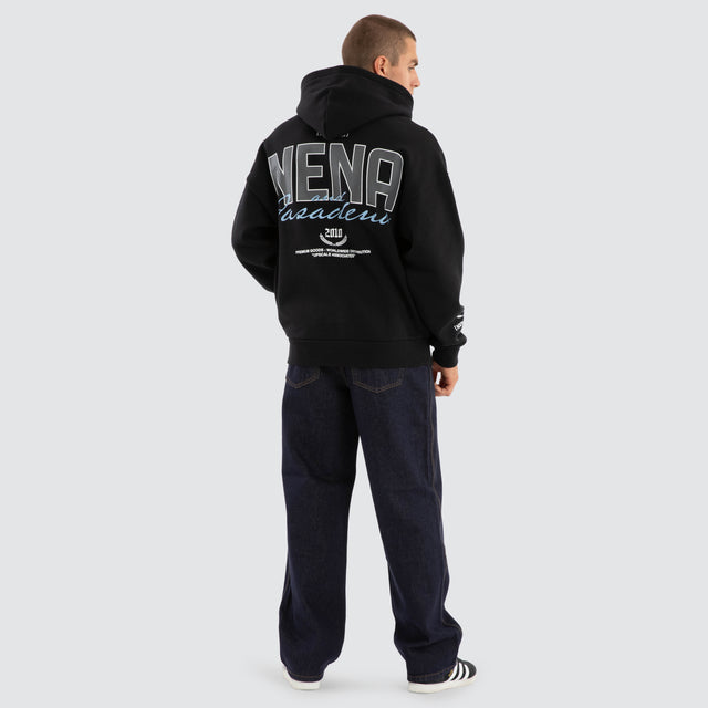 model wears Contained Relaxed Hoodie Anthracite Black Hoodies Black - image 5