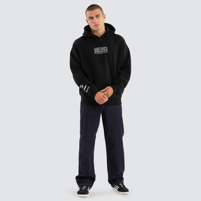 model wears Contained Relaxed Hoodie Anthracite Black Hoodies Black - image 2
