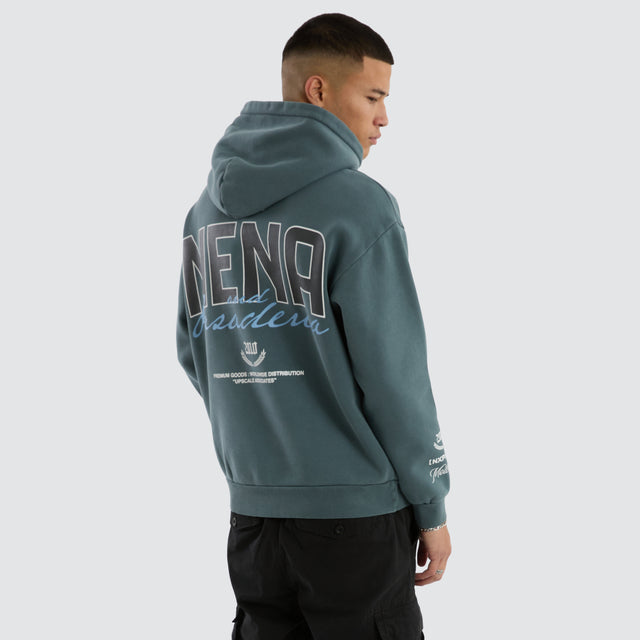 model wears Notary Relaxed Hoodie Pigment Stormy Weather Hoodies Blue - image 1