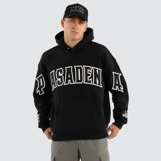model wears Fence Box Fit Hoodie Jet Black Hoodies Black - image 1