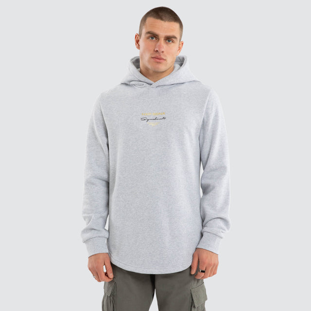 Gold Line Dual Curved Hoodie Grey Marle