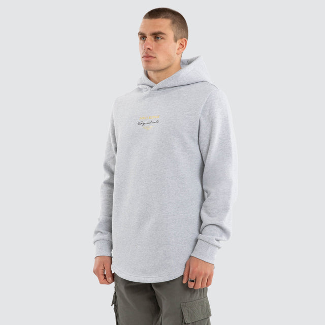 Gold Line Dual Curved Hoodie Grey Marle