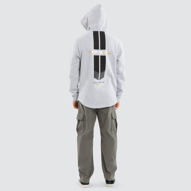 Gold Line Dual Curved Hoodie Grey Marle