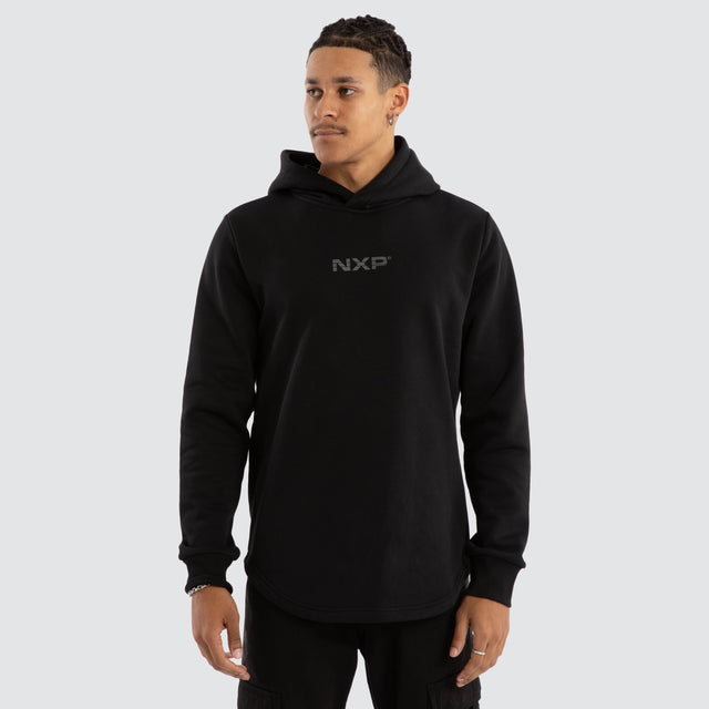 Black Line Dual Curved Hoodie Jet Black