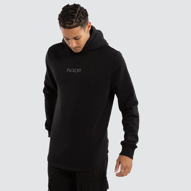 Black Line Dual Curved Hoodie Jet Black