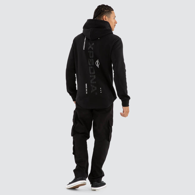 Black Line Dual Curved Hoodie Jet Black