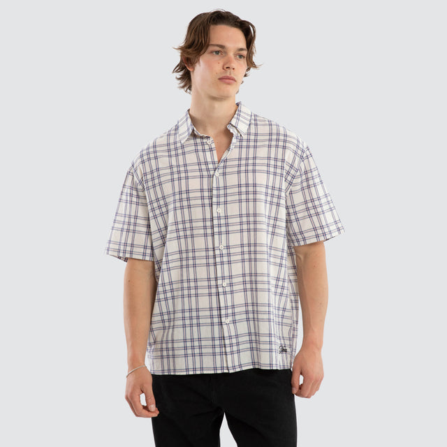 Dimension Boxy Shirt Natural White Check