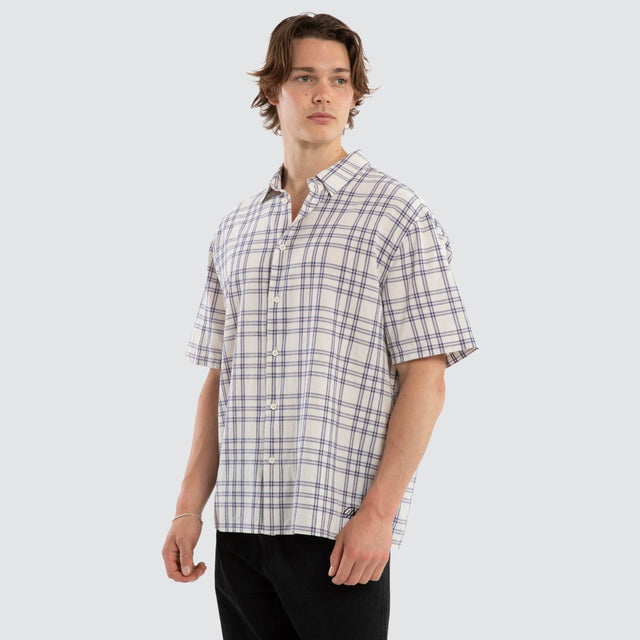 Dimension Boxy Shirt Natural White Check