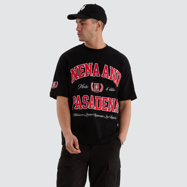 model wears Club Loopback Oversized Tee Jet Black T-Shirts Black - image 1