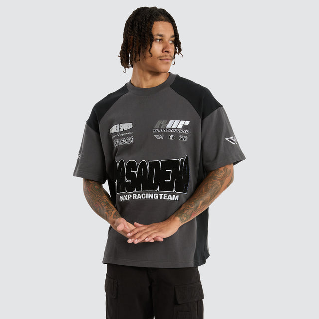 model wears Charged Loopback Raptor Tee Asphalt/Anthracite T-Shirts Grey  - image 1