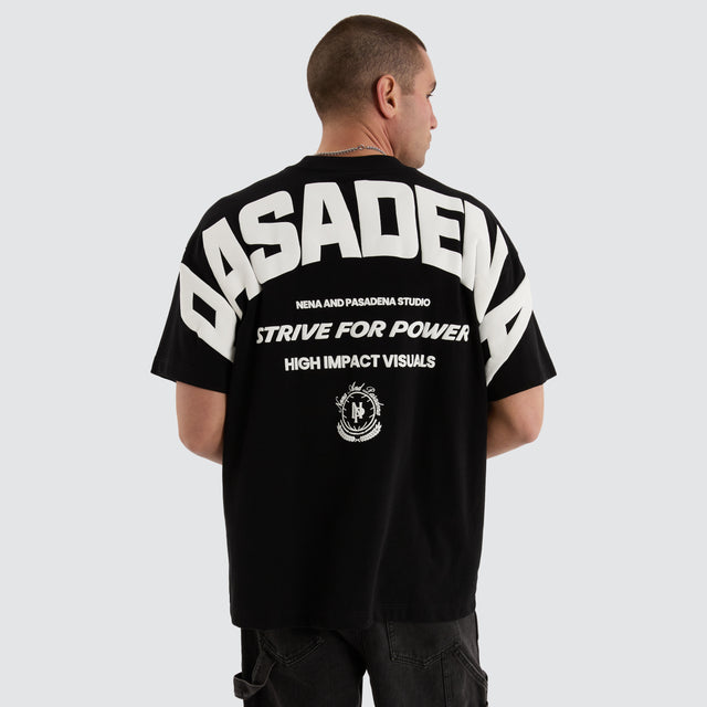 model wears Strive Raptor Tee Jet Black T-Shirts Black - image 1