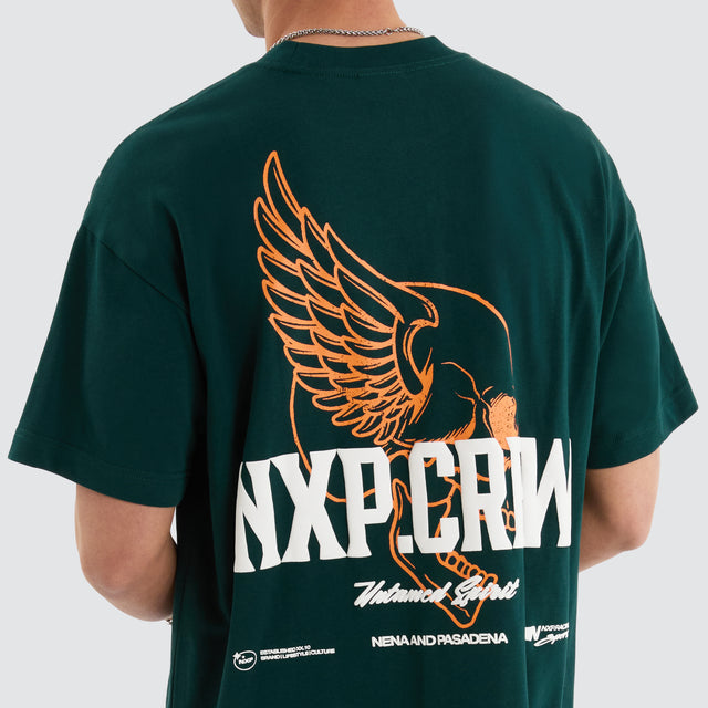 model wears Corbusian Raptor Tee Bull Pine T-Shirts Green - image 3