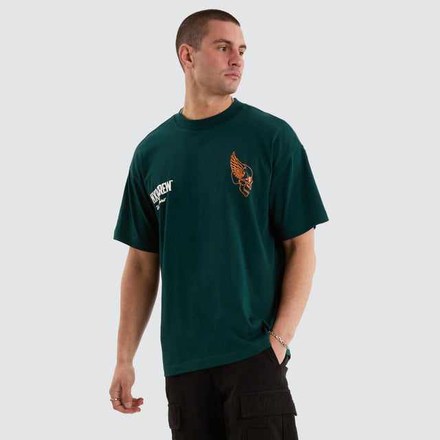 model wears Corbusian Raptor Tee Bull Pine T-Shirts Green - image 2