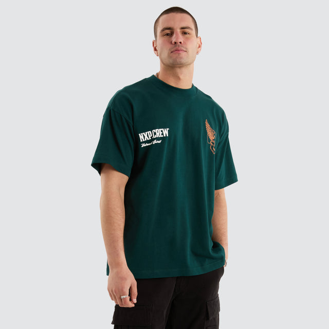 model wears Corbusian Raptor Tee Bull Pine T-Shirts Green - image 4