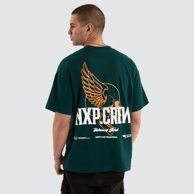 model wears Corbusian Raptor Tee Bull Pine T-Shirts Green - image 1