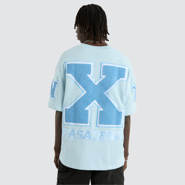 model wears Big X Loopback Raptor Tee Baby Blue T-Shirts Blue - image 1