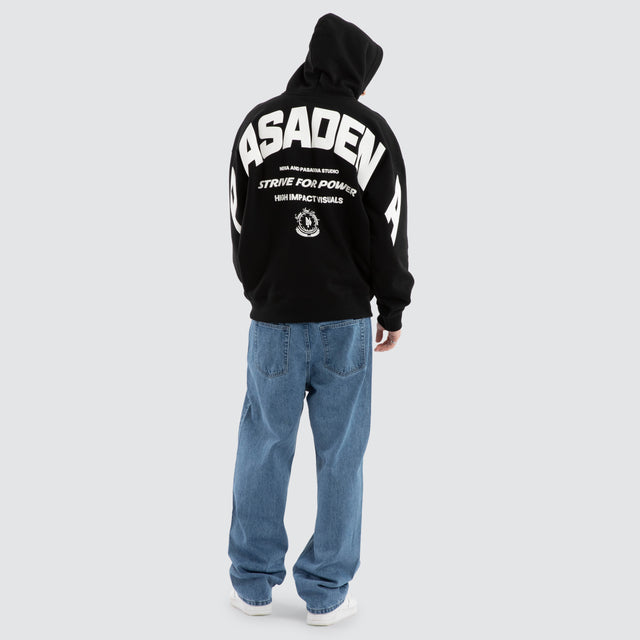 model wears Strive Box Fit Hoodie Jet Black Hoodies Black - image 4