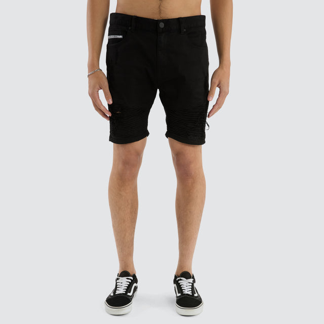 model wears Spitfire Denim Shorts Jet Black Shorts Black - image 4
