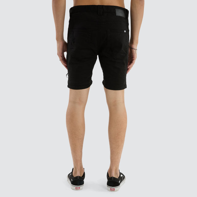 model wears Spitfire Denim Shorts Jet Black Shorts Black - image 5