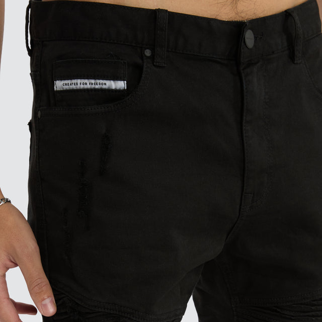 model wears Spitfire Denim Shorts Jet Black Shorts Black - image 3