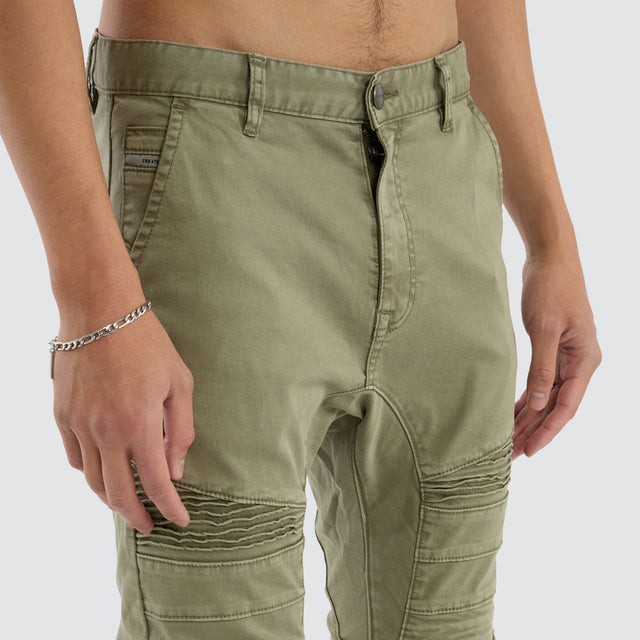 model wears Viper Denim Jogger Khaki Pants Brown - image 3