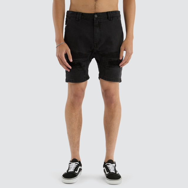 model wears Viper Denim Short Black Shorts Black - image 4