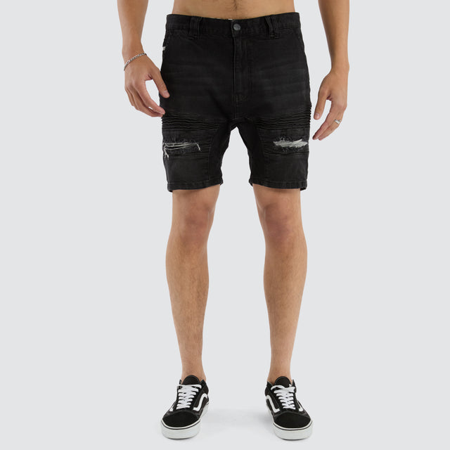 model wears Viper Denim Short Heavy Metal Shorts Black - image 4