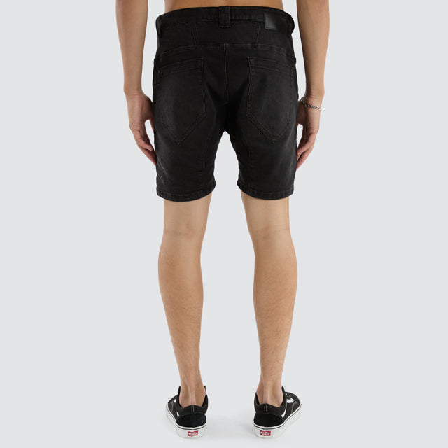 model wears Viper Denim Short Heavy Metal Shorts Black - image 5