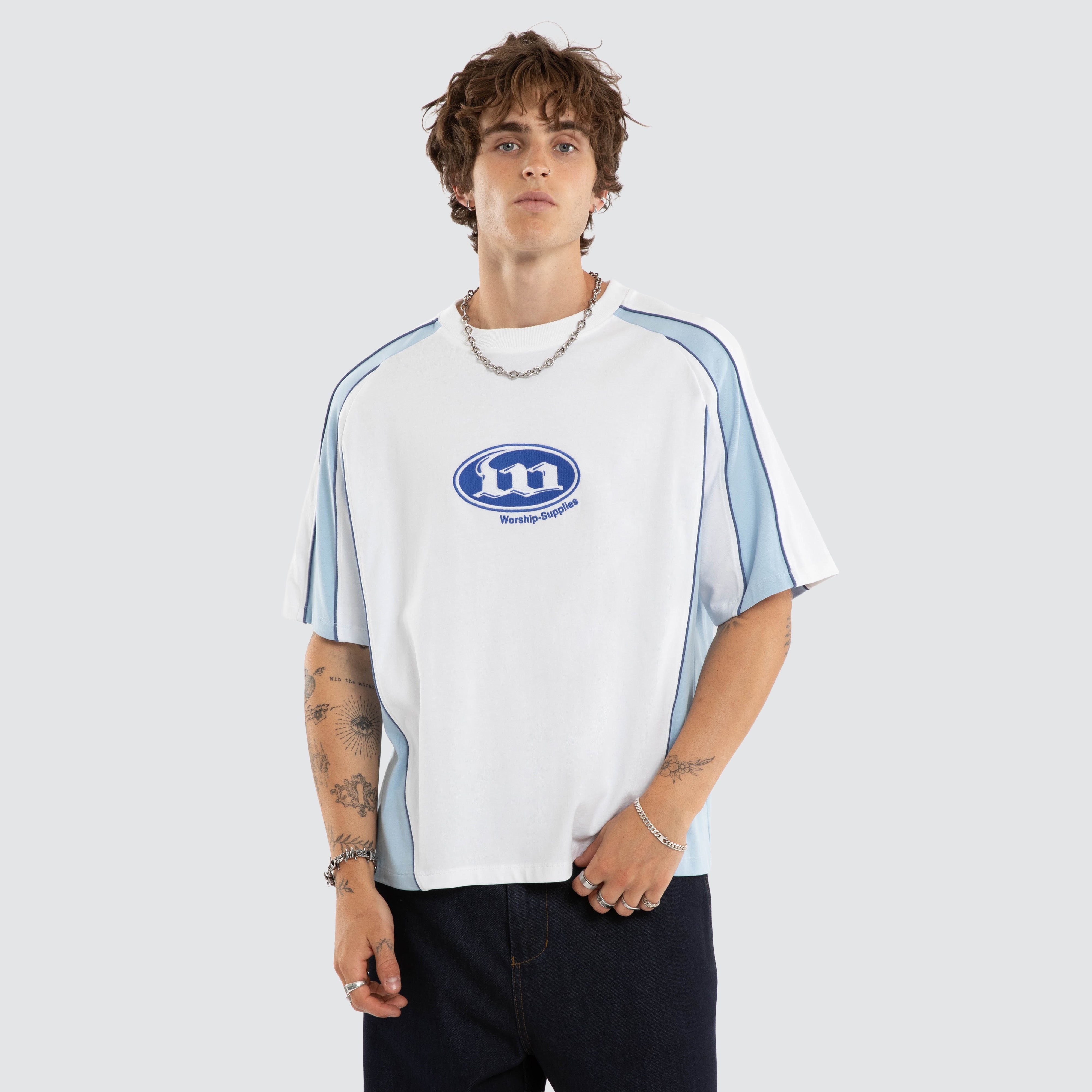 Worship Morality Box Crop Raglan Tee in White | Neverland Store
