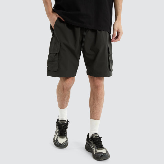 model wears Nero Cargo Shorts Black Shorts Black - image 1