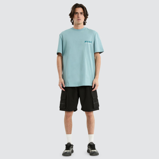 model wears All Terrain Tee Smoke T-Shirts Blue - image 2