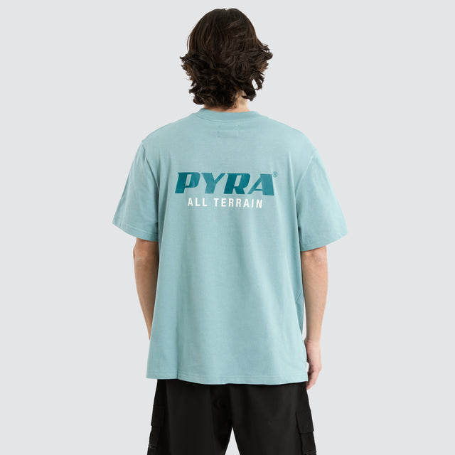 model wears All Terrain Tee Smoke T-Shirts Blue - image 1