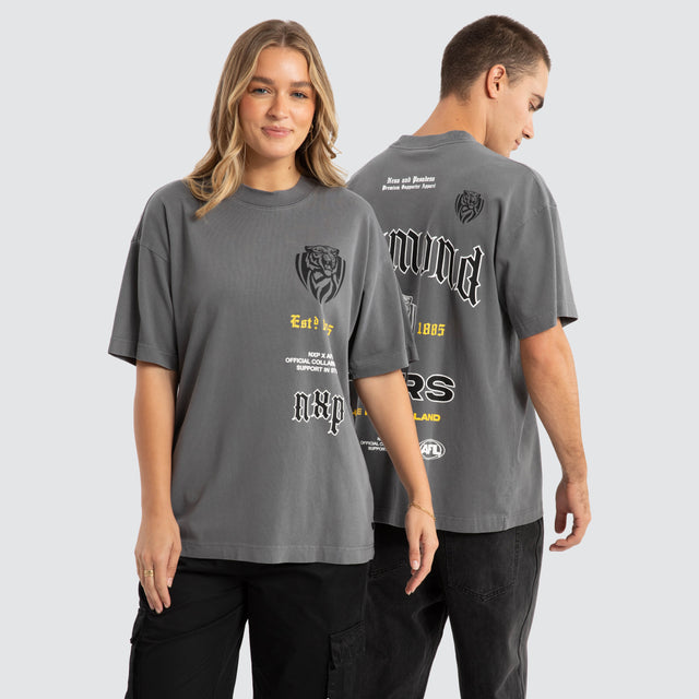 Richmond Tigers AFL Stack Tee Pigment Charcoal