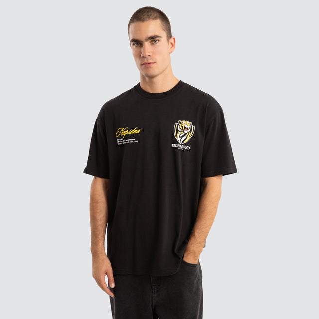 model wears Richmond Tigers AFL Season Tee Jet Black T-Shirts Black - image 2