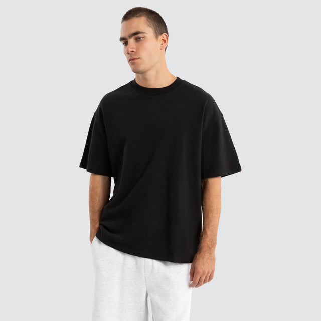 model wears Supply Loopback Raptor Tee Jet Black T-Shirts Black - image 1