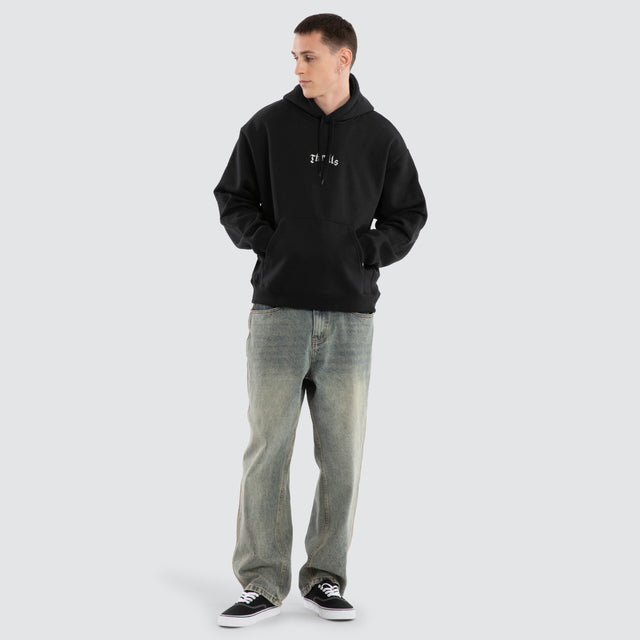 Filter Slouch Pull On Hoodie Faded Black