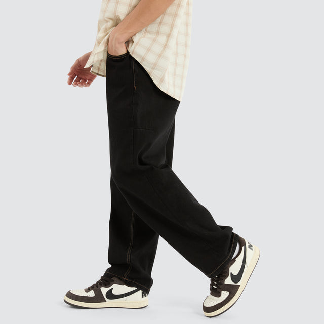 model wears Big Slacker Denim Jean Black Rinse Pants Black - image 1