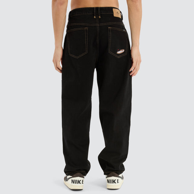 model wears Big Slacker Denim Jean Black Rinse Pants Black - image 5