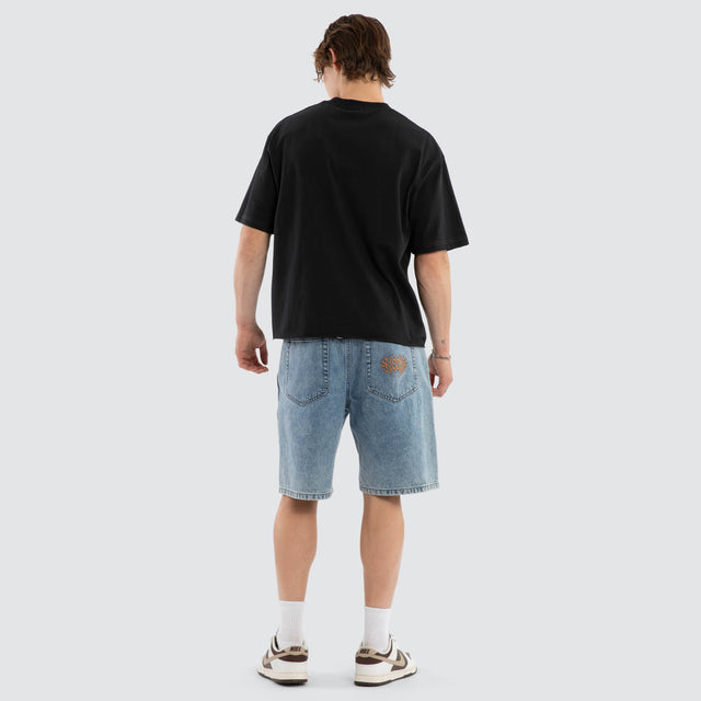 Metamorphic Daze Oversize Cropped Tee Washed Black