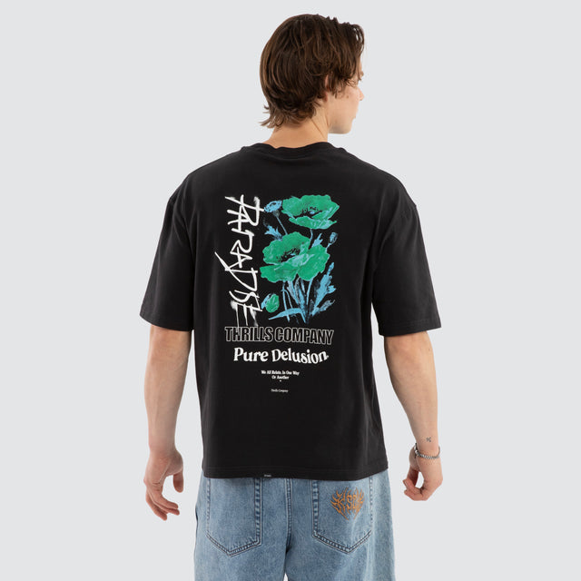 Pure Delusion Oversize Cropped Tee Faded Black