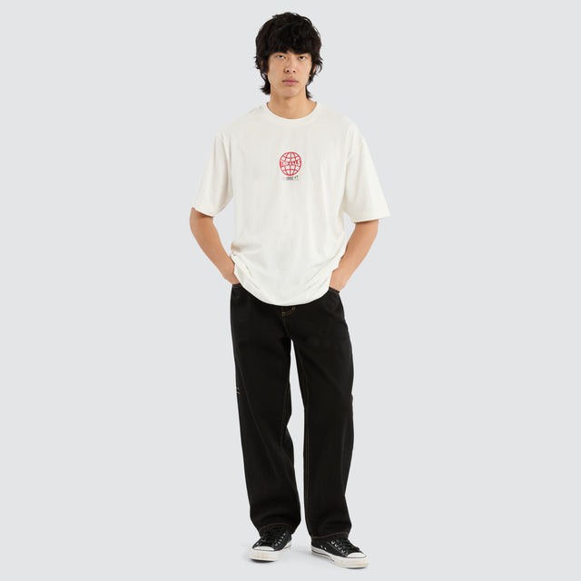 model wears Hidden Agenda Oversize Tee Dirty White T-Shirts White - image 4