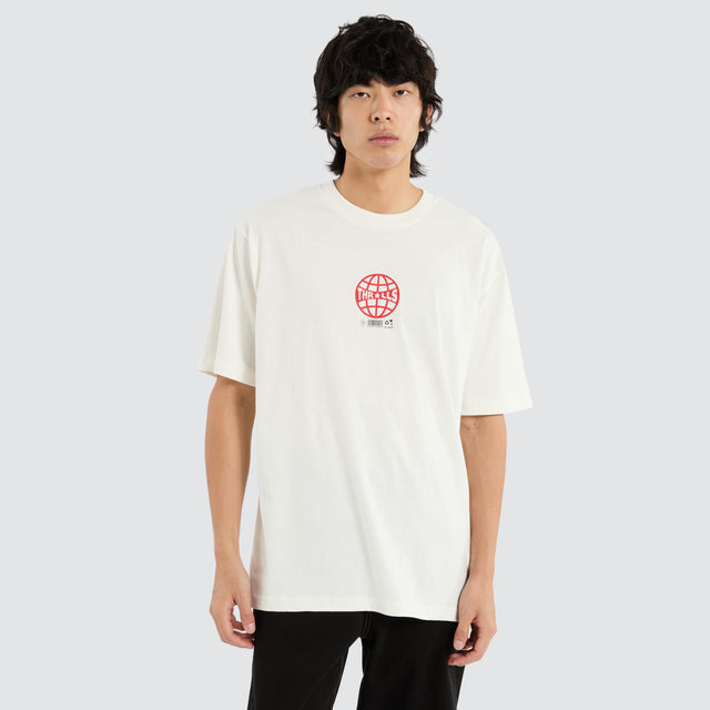 model wears Hidden Agenda Oversize Tee Dirty White T-Shirts White - image 2