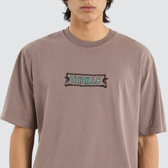 model wears Double Meaning Oversize Tee Dove T-Shirts Brown - image 2