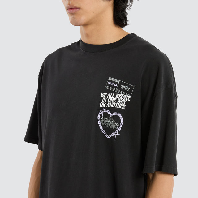 model wears Chain Reaction Box Fit Tee Faded Black T-Shirts Black - image 2