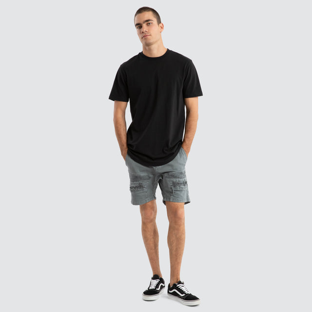model wears Viper Denim Short Iron Gate Shorts Grey - image 2