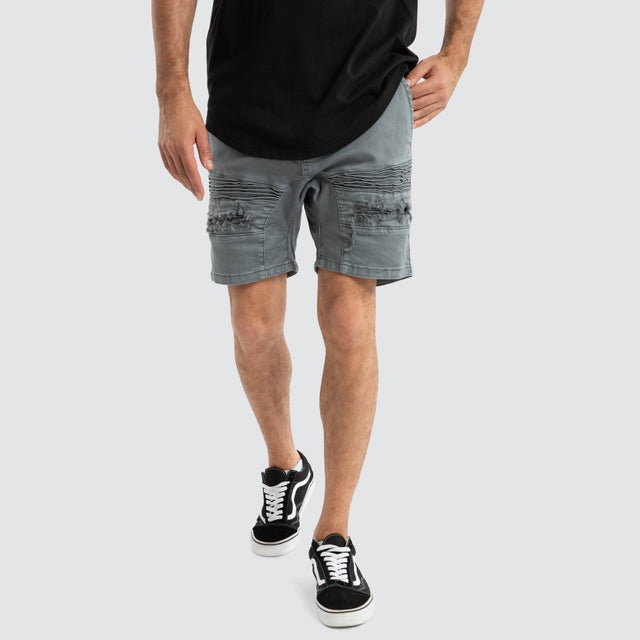 model wears Viper Denim Short Iron Gate Shorts Grey - image 1