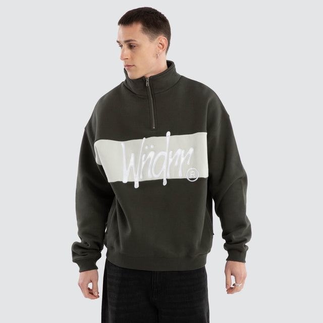 model wears Starter Panel 1/4 Zip Sweat Ink Jumpers Blue - image 1