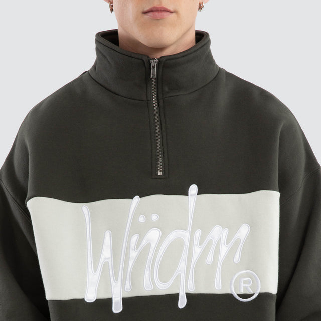 model wears Starter Panel 1/4 Zip Sweat Ink Jumpers Blue - image 3