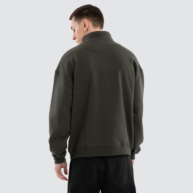 model wears Starter Panel 1/4 Zip Sweat Ink Jumpers Blue - image 4