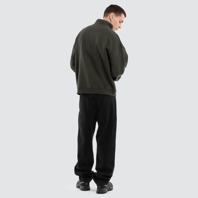 model wears Starter Panel 1/4 Zip Sweat Ink Jumpers Blue - image 2